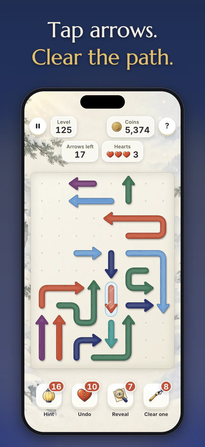 App Store screenshot of Courtyard Arrows: Tap & Clear: Tap Away Arrow Puzzle Game