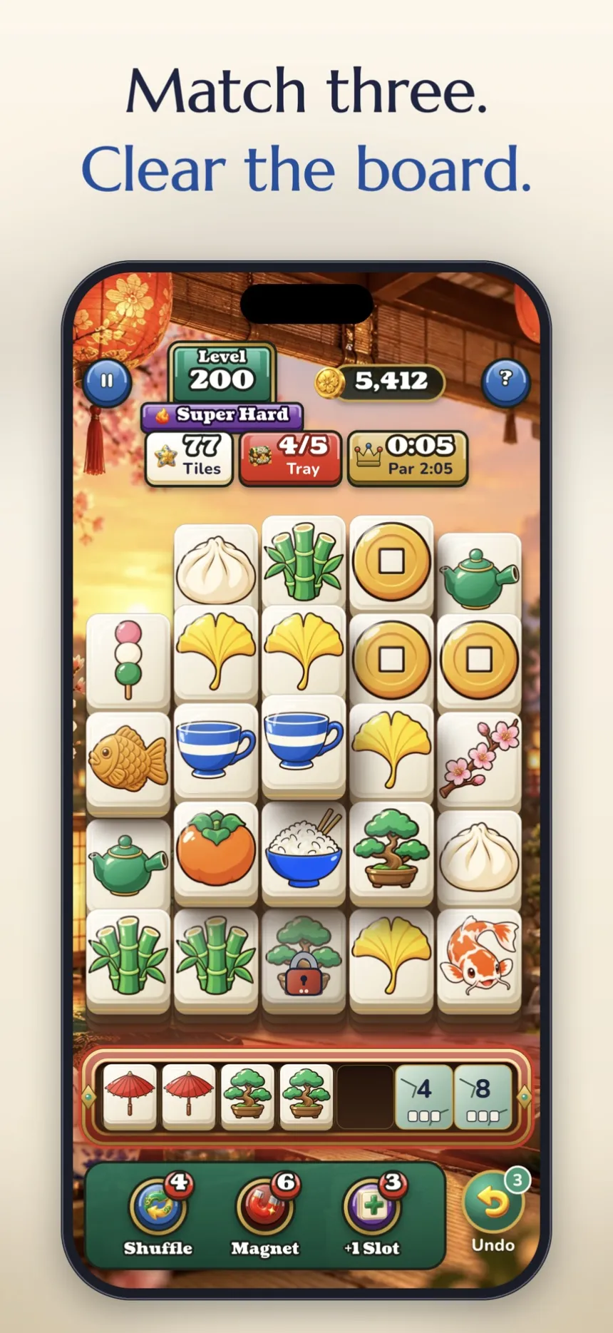 App Store screenshot of Porcelain Trio: Tea Tiles: Triple Tile Match Puzzle